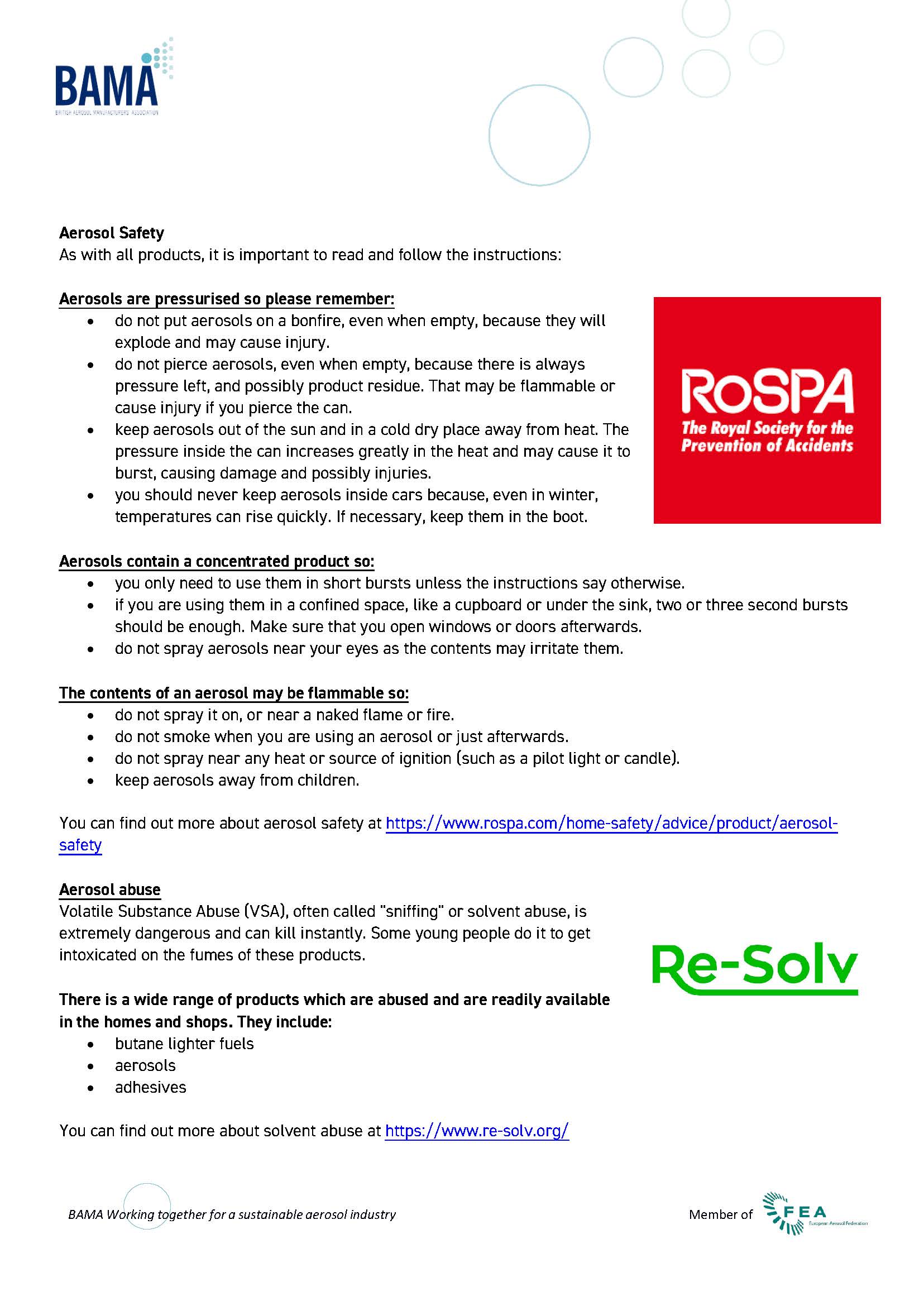 Aerosol Safety